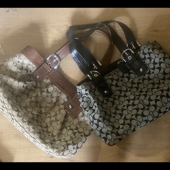 Two Coach Signature Canvas and leather large totes - Picture 12 of 16